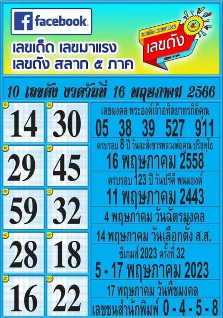 เลขดังสลาก5ภาค